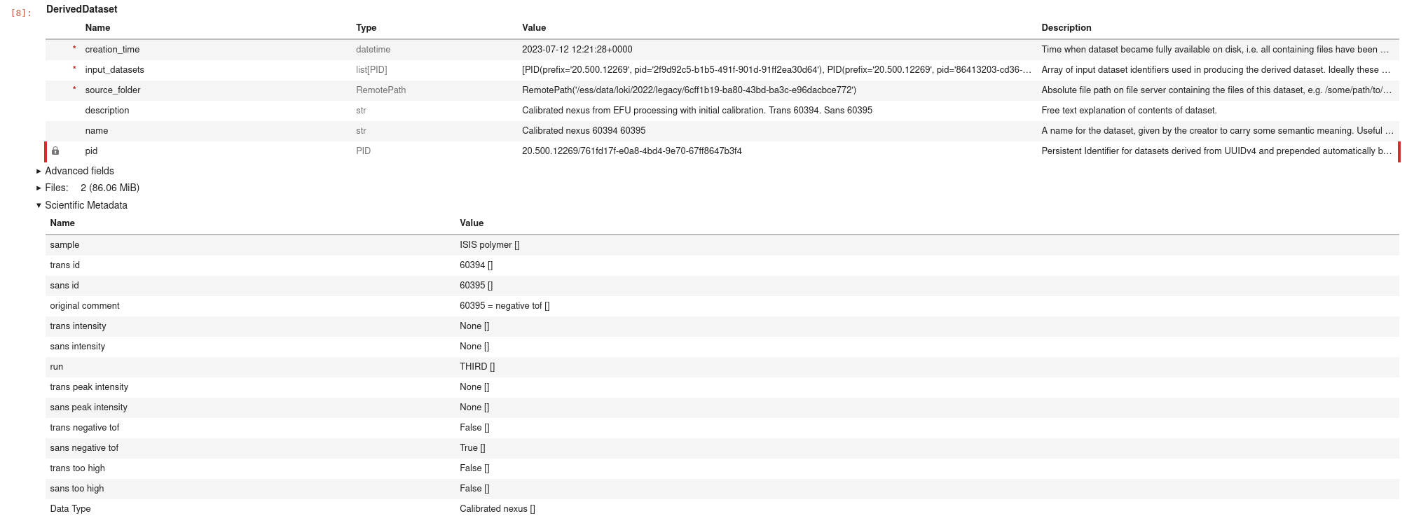 Dataset view in jupyter notebook 2